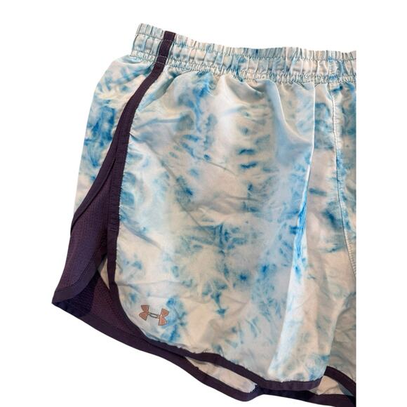 Under Armour Women’s Running Shorts Blue Tie Dye Active Gym Workout Liner Small - Picture 3 of 9